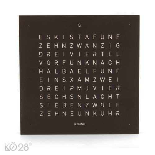 QLOCKTWO TOUCH - Deep Black - Tischuhr / Wecker Edelstahl (11250)