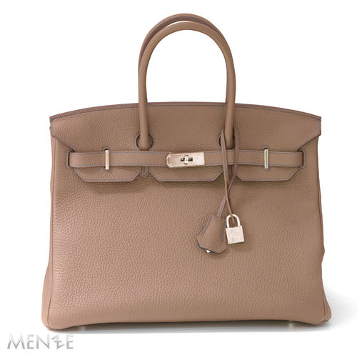 Hermès Hermes Personal Birkin Bag 35 TOGO Etain / Blue Paon Box 2015 (22108)