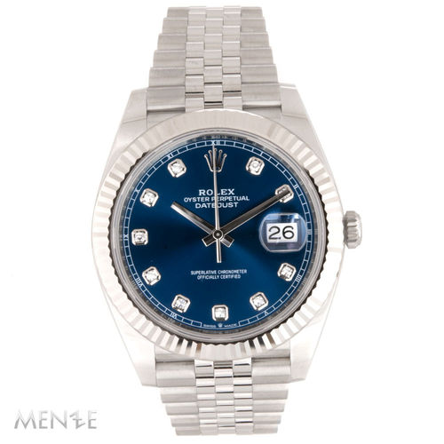 Rolex Datejust 41 126334 Stahl Blue / Blau Diamond Oyster B+P 11/2022 Unworn (14176)